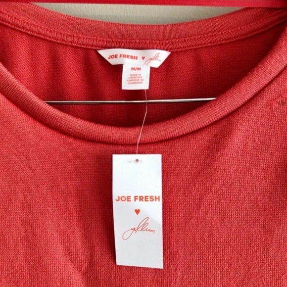 NWT Joe Fresh Jillian Harris Comfy Flowy Ruffle Hem Long Sleeve Shirt Top Red - Picture 5 of 11